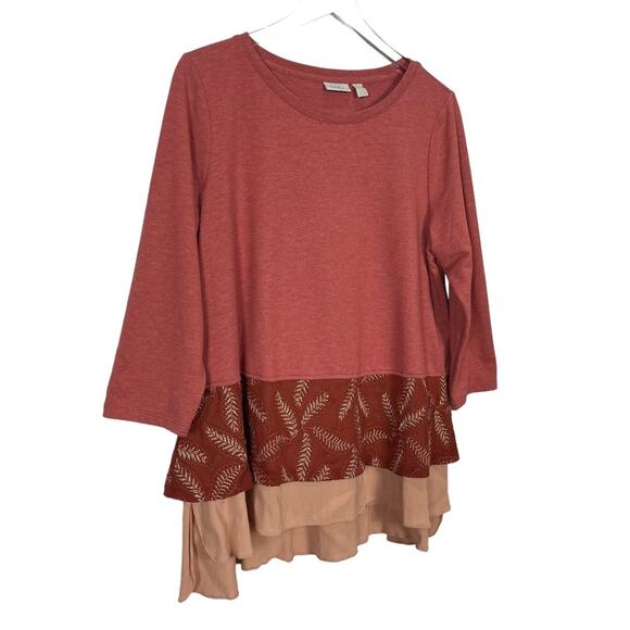 LOGO Lounge Lori Goldstein French Terry Top Embroidered Hem Size Large - Picture 5 of 8